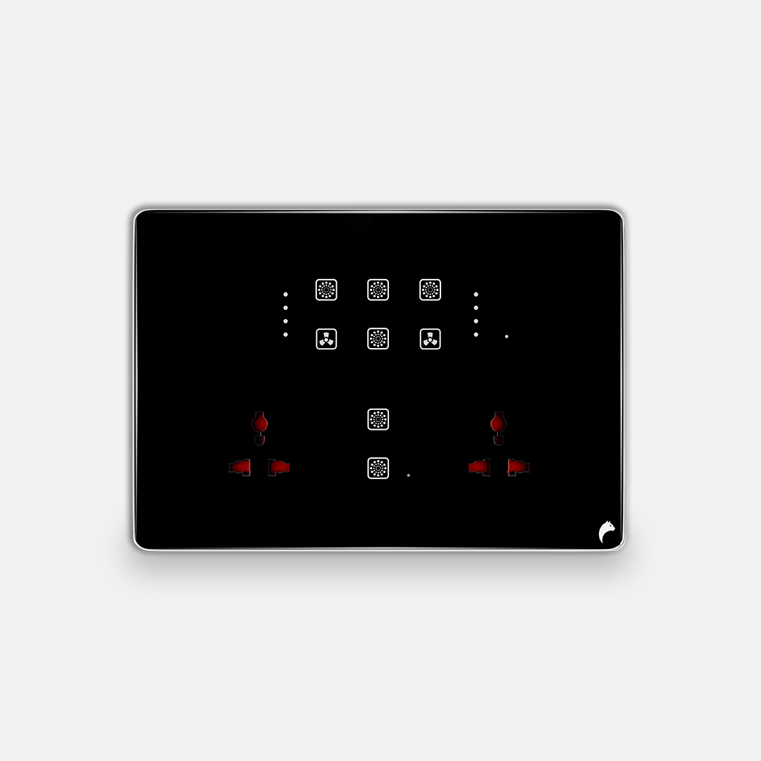 BC 12M 6 Switch 2 Fan 2 Socket- Black