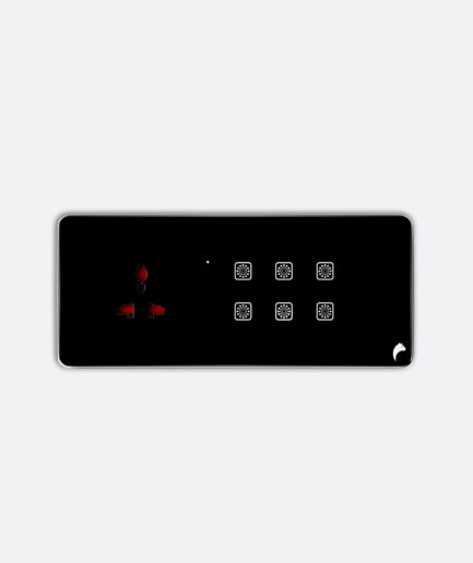 Blackcat Cyprus 6 Switch, 1 Socket Glass Touch Panel - 6M (6,0,0,1)